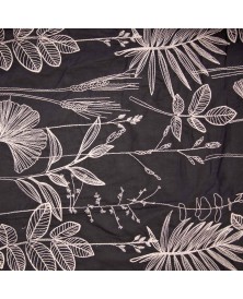 Tela Voile de algodón negro con bordado beige Agotada