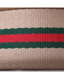 Cinta Mochila Listas Algodón Beige