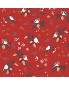 Tela Jersey Xmas Birds Time